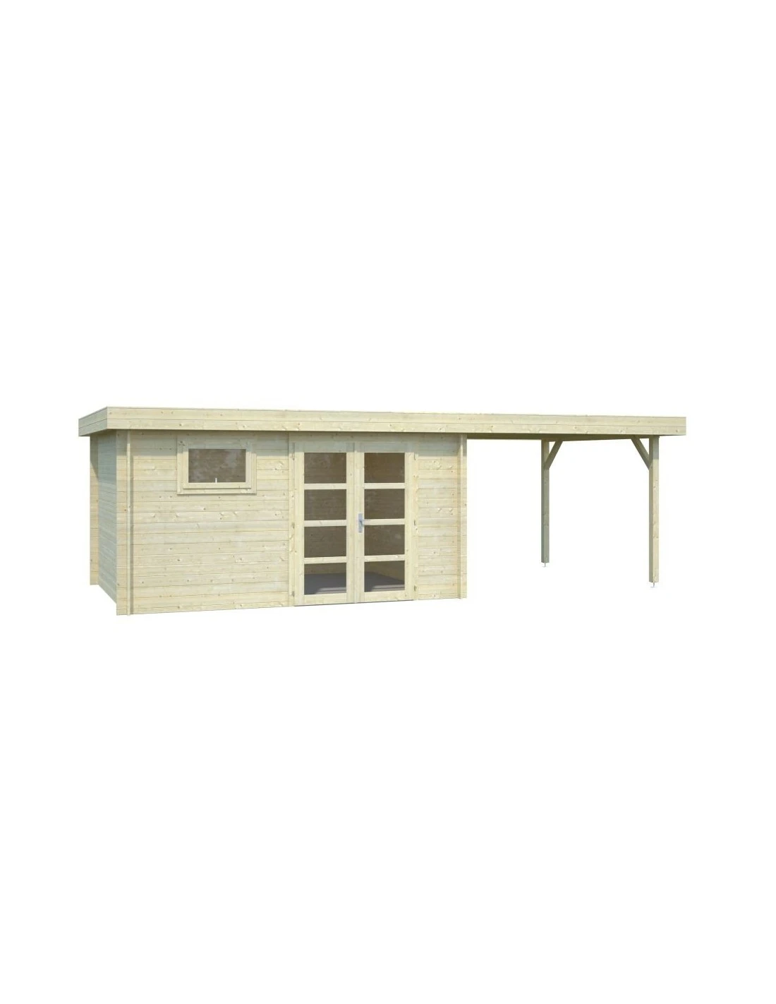 Abri De Jardin Elsa 11.7 M² + Auvent 8.1 M En Bois Massif 28 Mm 4 Abri De Jardin Elsa 11.7 M² + Auvent 8.1 M En Bois Massif 28 Mm – Image 2