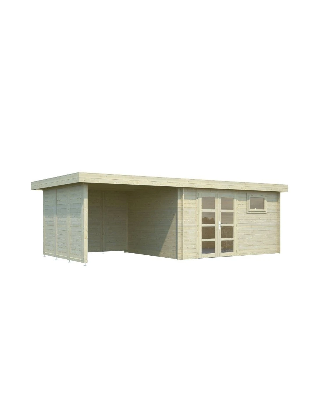 Abri De Jardin Elsa 11.7 M² + Auvent 8.1 M En Bois Massif 28 Mm 5 Abri De Jardin Elsa 11.7 M² + Auvent 8.1 M En Bois Massif 28 Mm – Image 3