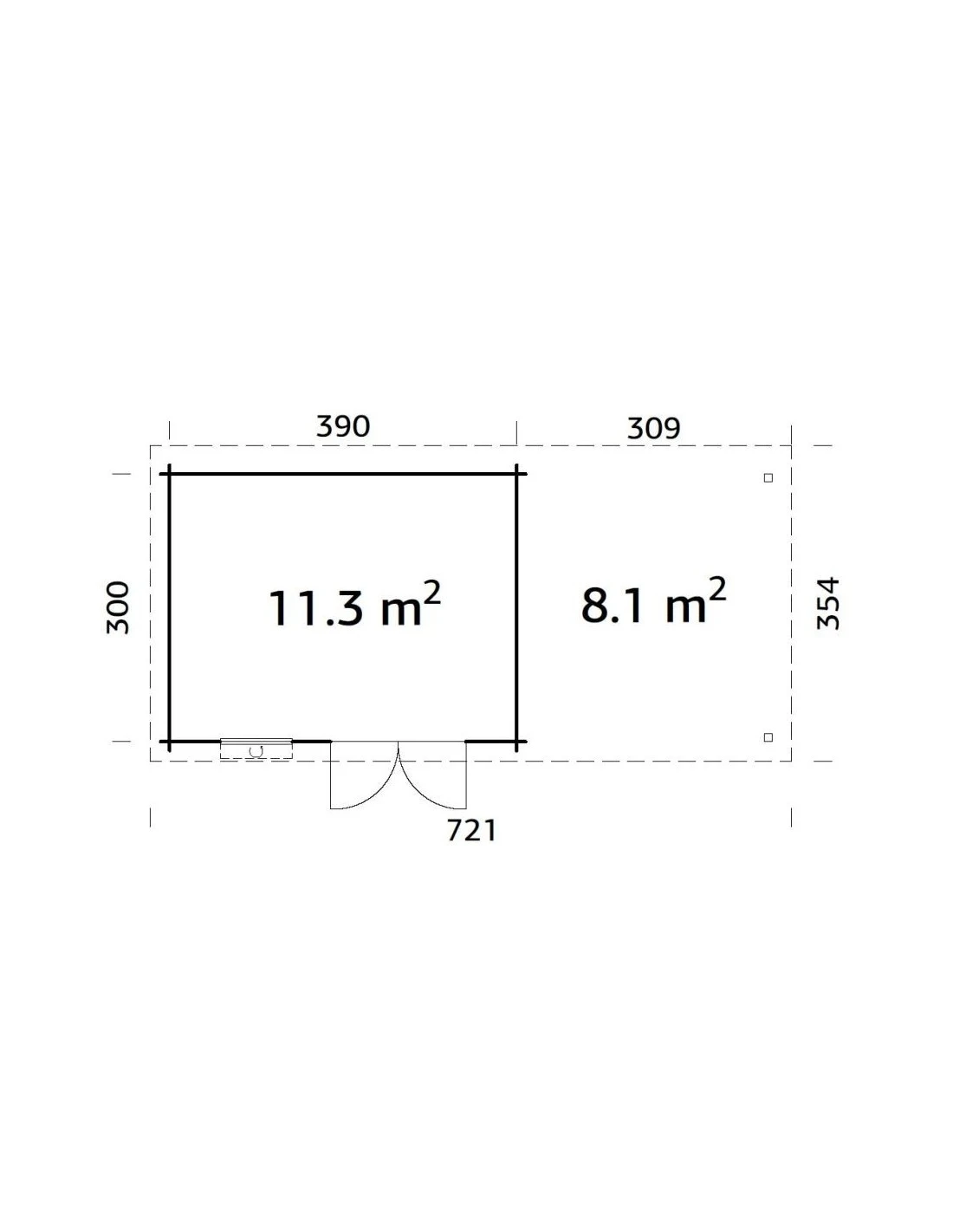 Abri De Jardin Elsa 11.7 M² + Auvent 8.1 M En Bois Massif 28 Mm 6 Abri De Jardin Elsa 11.7 M² + Auvent 8.1 M En Bois Massif 28 Mm – Image 4