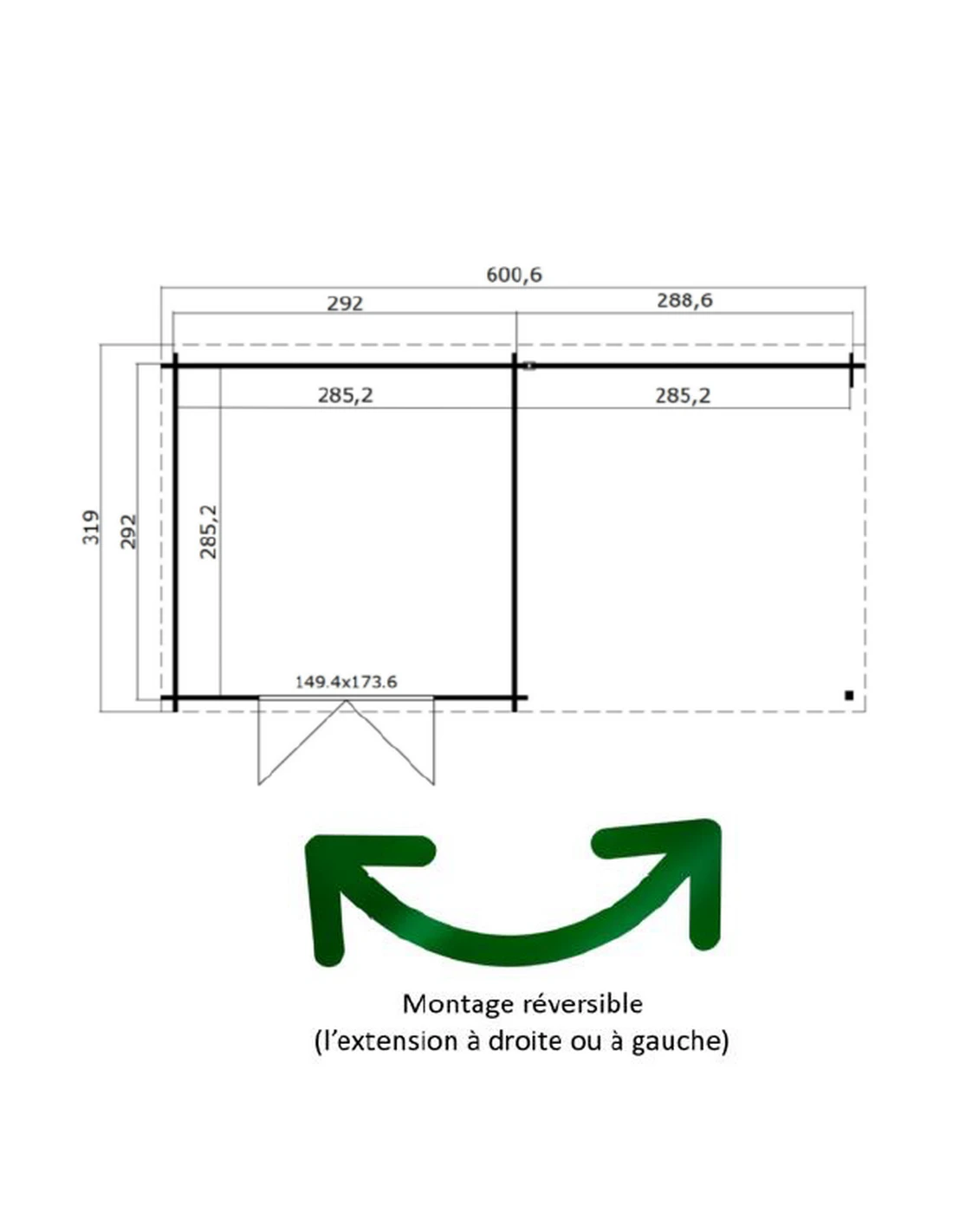 Abri De Jardin Mouny 8.5m² + Auvent 8.5 M² En Bois Massif 34 Mm 5 Abri De Jardin Mouny 8.5m² + Auvent 8.5 M² En Bois Massif 34 Mm – Image 3