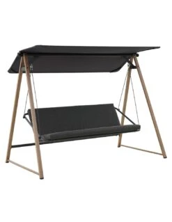 Balancelle De Jardin Soly 3 Places - Acier Effet Bois