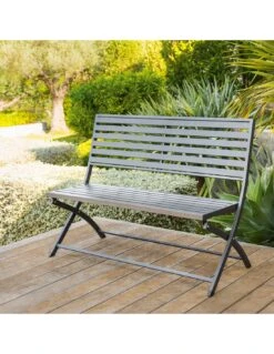 Banc De Jardin Olbia 3 Places Pliant Gris - L.122 X P.53 X H.88 Cm