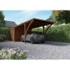Carport LEON Traité Autoclave Teinté Marron De 16+7 M² -Lafuma Soldes carport leon traite autoclave teinte marron de 167 m