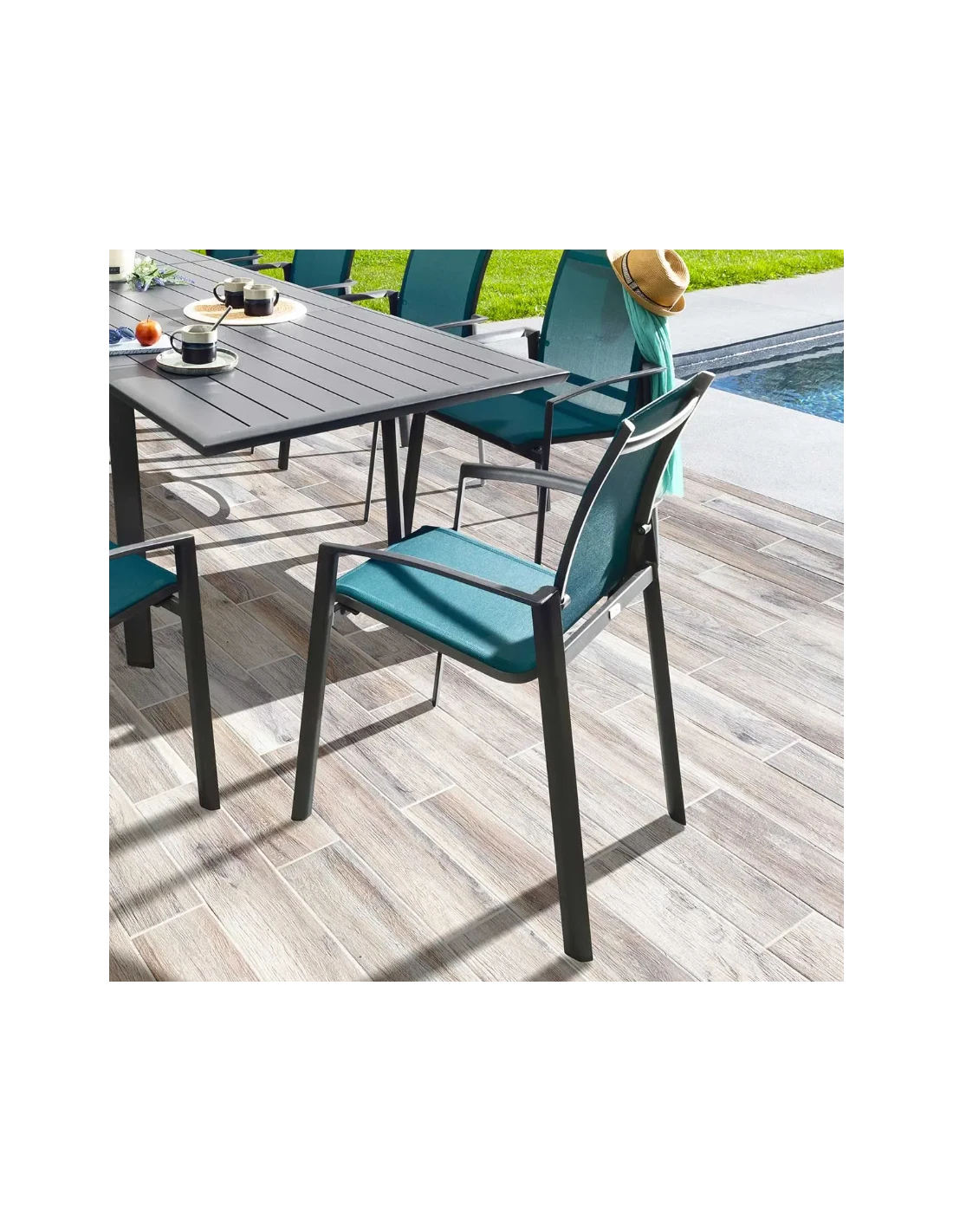 Chaise Empilable Axant Anthracite / Bleu Canard 5 Chaise Empilable Axant Anthracite / Bleu Canard – Image 3