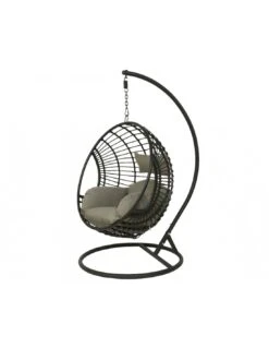 Fauteuil œuf Suspendu LONDON - Acier époxy Et Résine Tressée -Lafuma Soldes chaise loveuse suspendue london 2