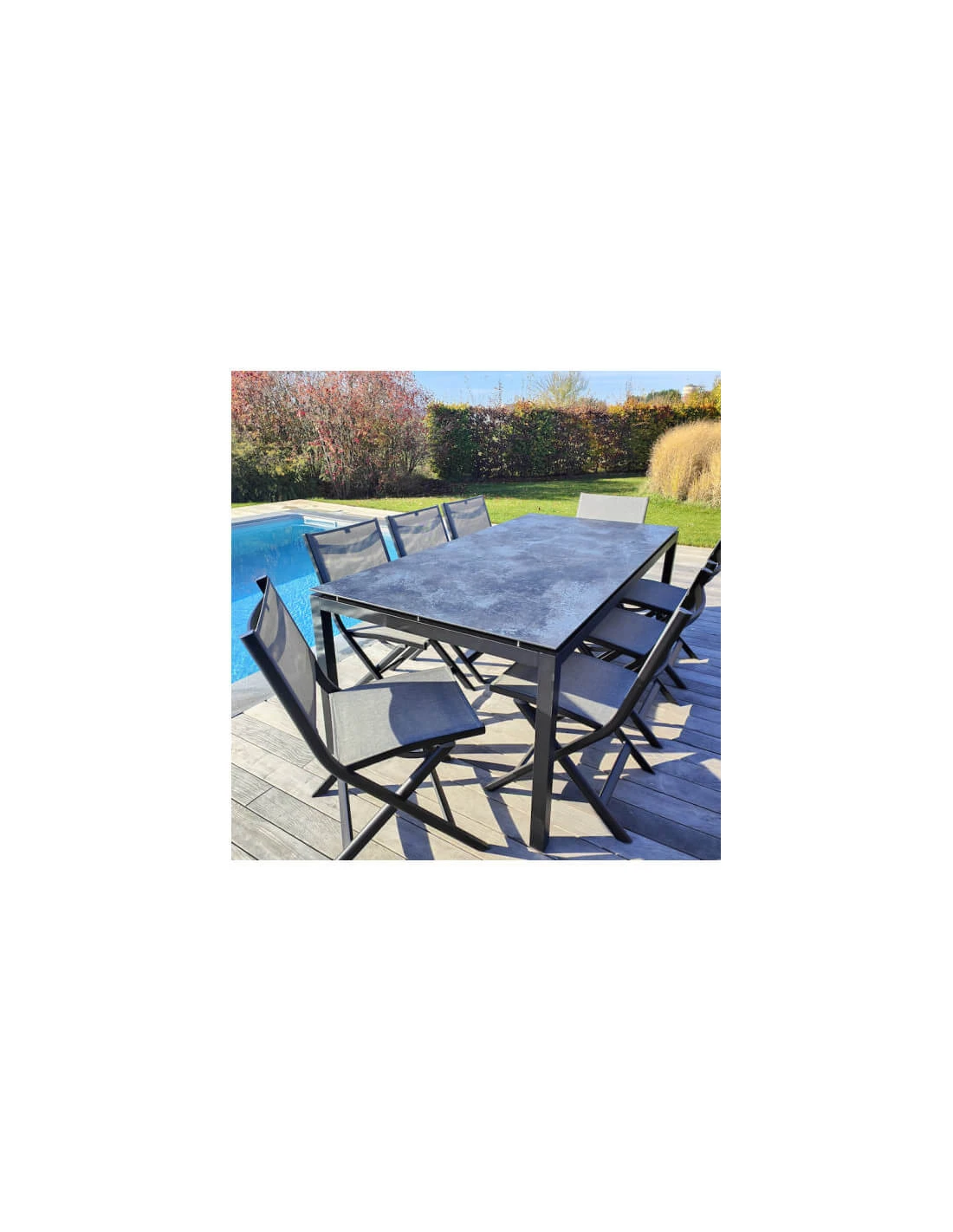 Chaise Pliante Nils - Blanc Textilène Gris Argent 4 Chaise Pliante Nils - Blanc Textilène Gris Argent – Image 2