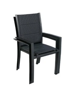 Fauteuil De Jardin Allure Empilable - Aluminium Et Texaline Matelassée - Graphite / Poivre -Lafuma Soldes fauteuil de jardin allure empilable aluminium et texaline matelassee graphite poivre 1