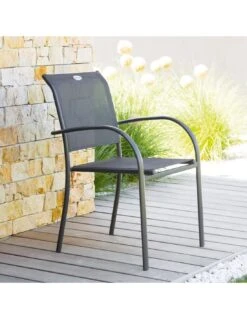 Fauteuil De Jardin Piazza Empilable - Aluminium Graphite - Graphite / Anthracite -Lafuma Soldes fauteuil de jardin piazza empilable aluminium graphite graphite anthracite 2