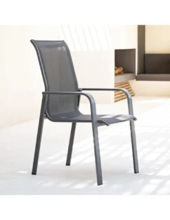 Fauteuil Dossier Haut Empilable Essentia - Aluminium Graphite