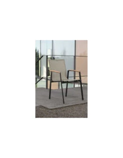 Fauteuil New Top - Noir Mat Textilène Gris Lin -Lafuma Soldes fauteuil new top plusieurs coloris 5