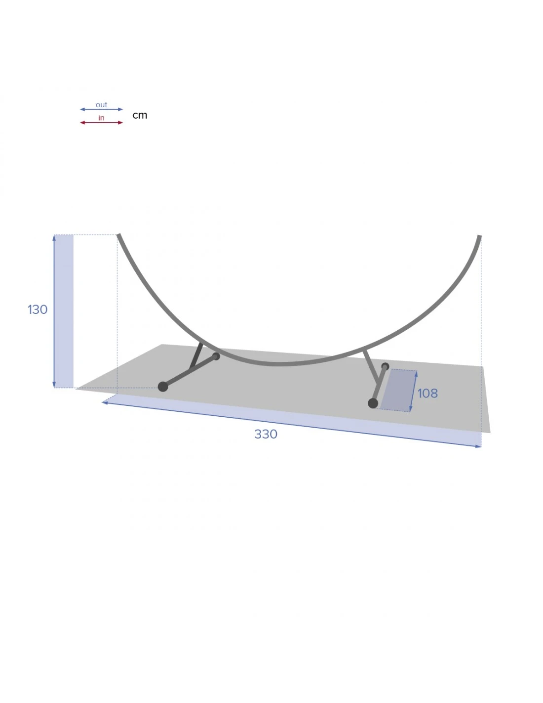 Pied De Hamac Demi-Lune - 330 X 110 X 130 Cm - Acier 6 Pied De Hamac Demi-Lune - 330 X 110 X 130 Cm - Acier – Image 4