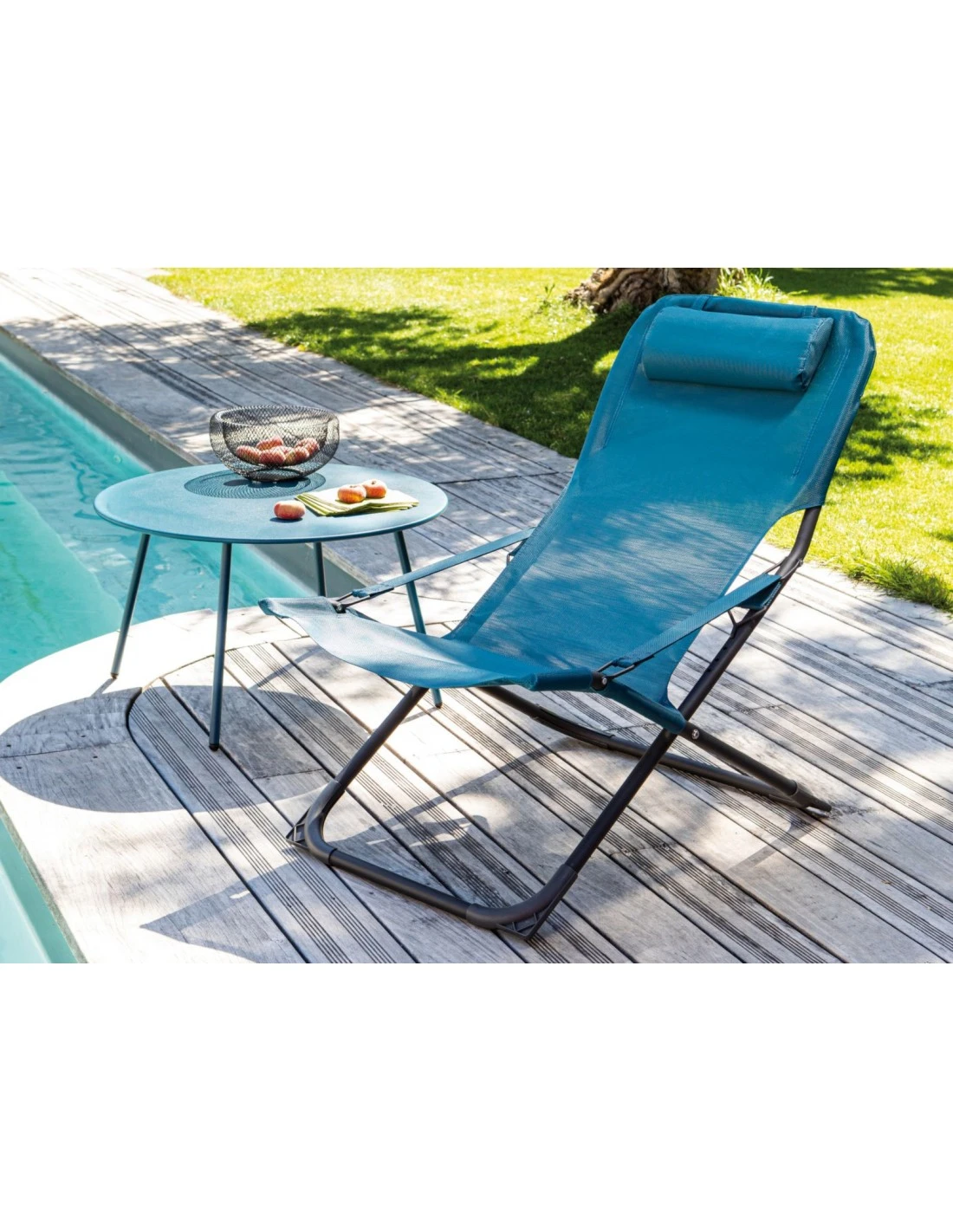 Relax De Jardin Pliant Easy - Graphite / Bleu 4 Relax De Jardin Pliant Easy - Graphite / Bleu – Image 2