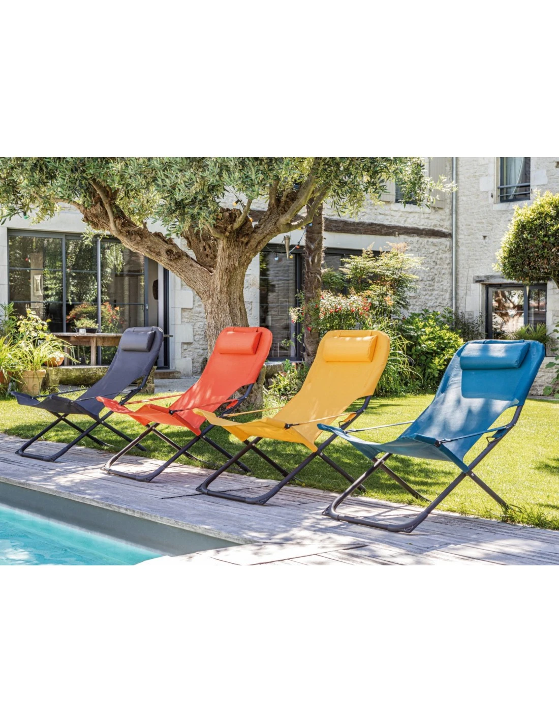 Relax De Jardin Pliant Easy - Graphite / Bleu 6 Relax De Jardin Pliant Easy - Graphite / Bleu – Image 4
