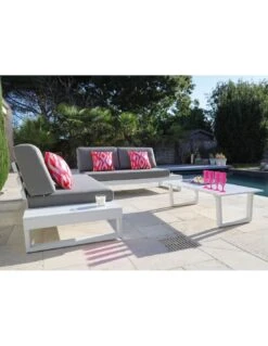 Salon D'angle Staten Avec Tablettes - Graphite / Oak -Lafuma Soldes salon d angle staten avec tablettes coloris au choix 1