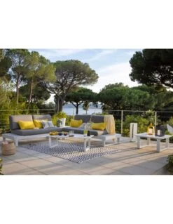 Salon D'angle Staten Avec Tablettes - Graphite / Oak -Lafuma Soldes salon d angle staten avec tablettes coloris au choix