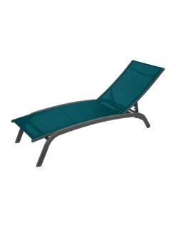 Boutique en ligne de serres et abris -Lafuma Soldes transat bonao 4 positions aluminium et texaline graphite bleu canard 1