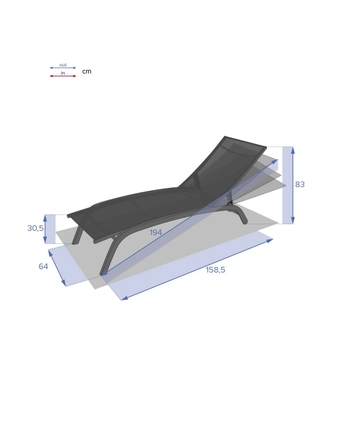 Transat Bonao 4 Positions - Aluminium Et Texaline - Silver / Taupe 7 Transat Bonao 4 Positions - Aluminium Et Texaline - Silver / Taupe – Image 5