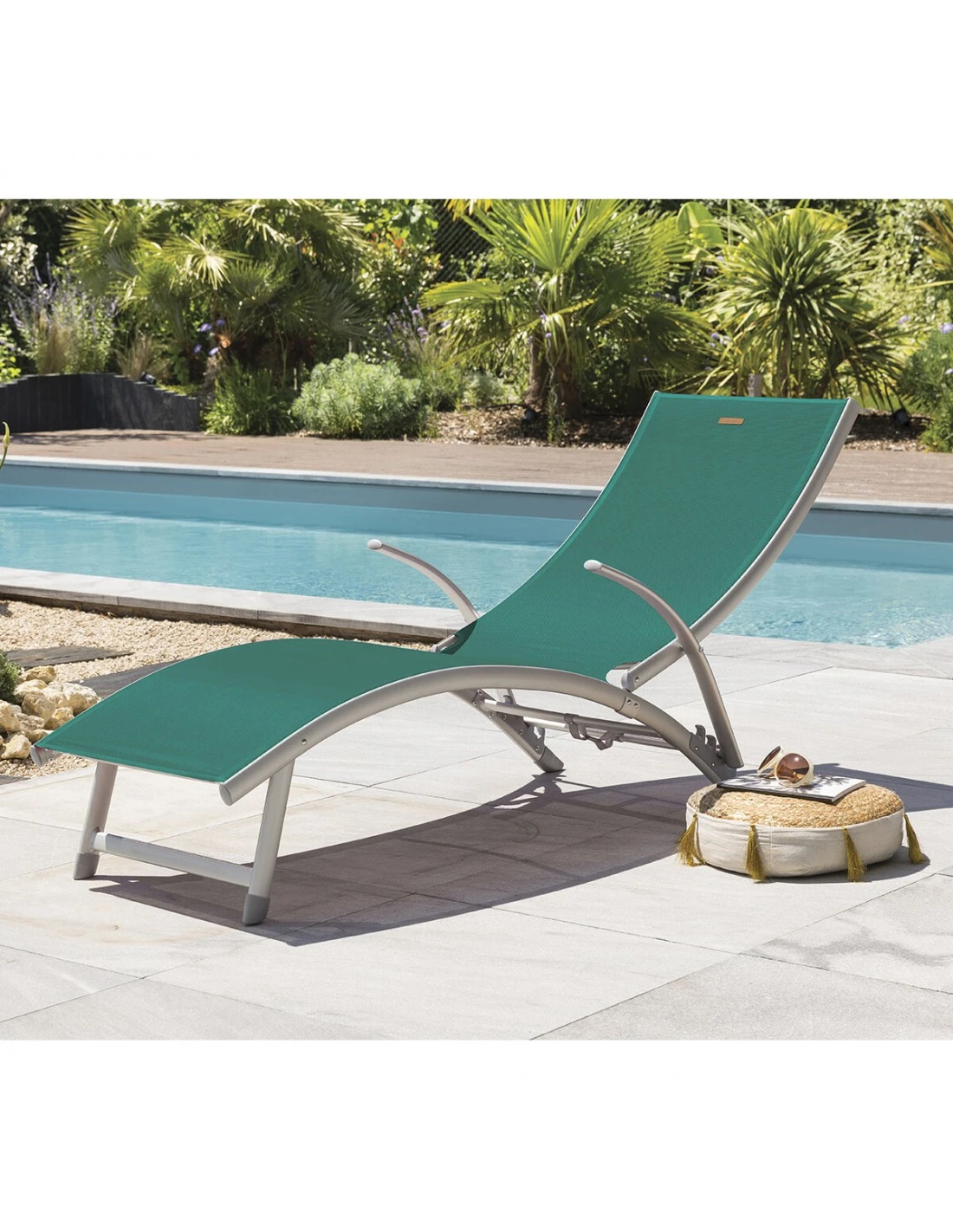 Transat Pliant Samba - 4 Positions - Aluminium Anodisé - Emeraude 3 Transat Pliant Samba - 4 Positions - Aluminium Anodisé - Emeraude